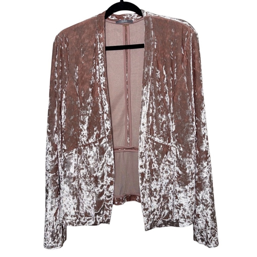 Tart Light Blush Pink Crushed Velvet Open Front Cardigan Size Large